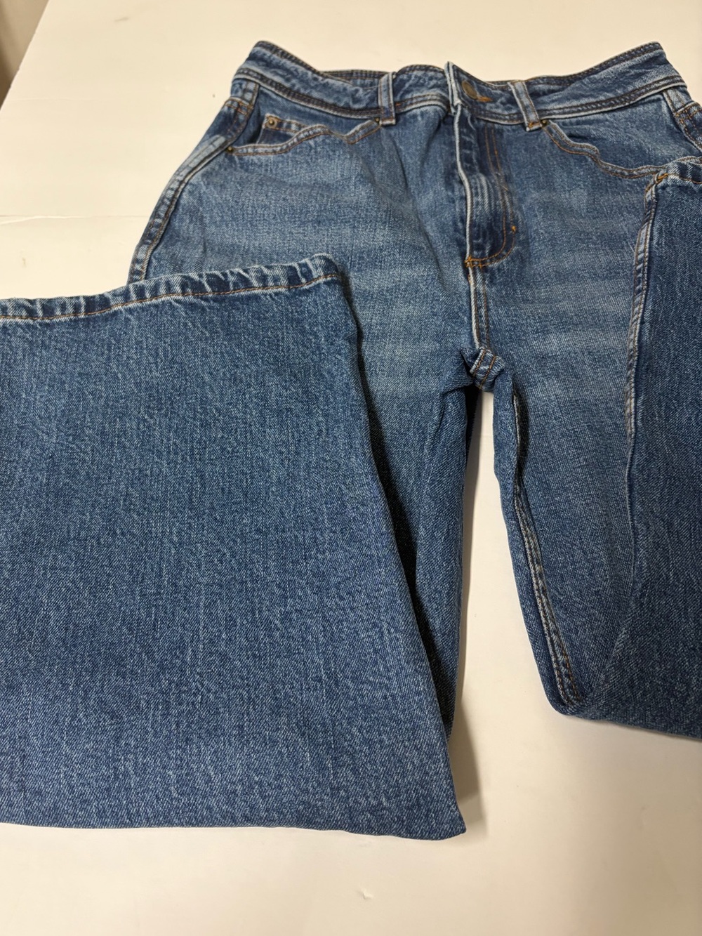 Sezane Le Crop Wide Leg Blue Rigid Denim Jeans - Picture 5 of 11